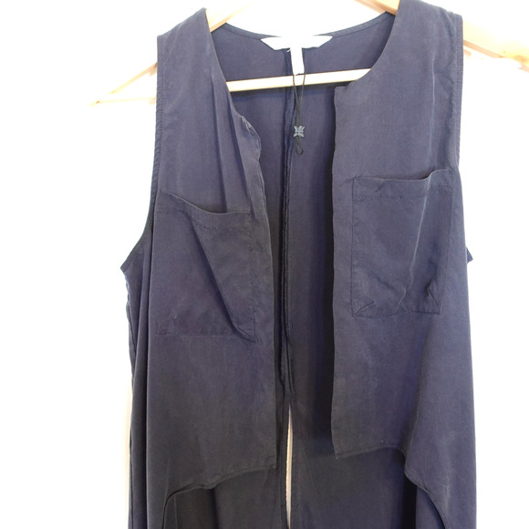 BCBGeneration Vest Small Blue Long Duster Cardigan Dark Fairy Grunge Layering - Picture 2 of 10